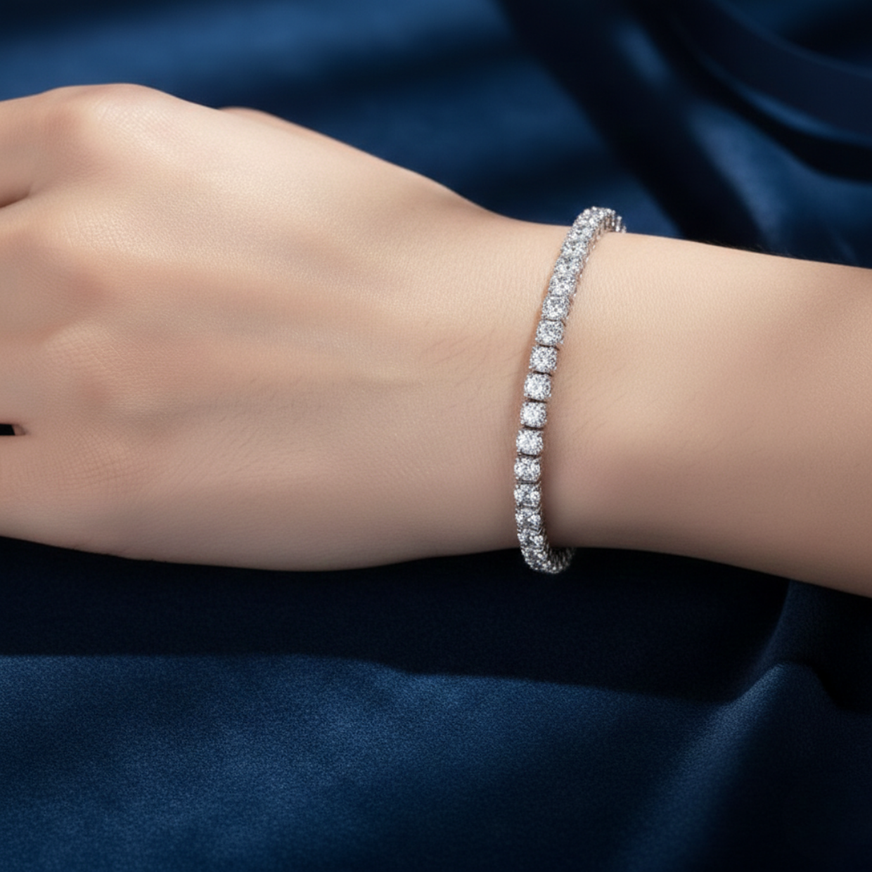 Luxury Diamond Tennis Bracelet for Women – Silver-Tone Sparkling Party Wear Bracelet