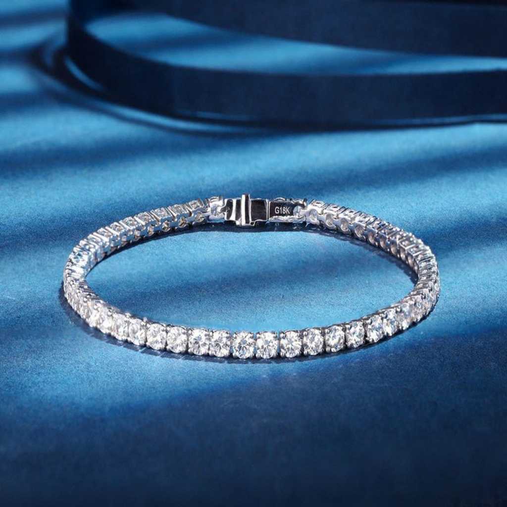 Luxury Diamond Tennis Bracelet for Women – Silver-Tone Sparkling Party Wear Bracelet