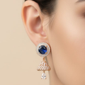 Elegant Blue Sapphire and Diamond-Studded Earrings for Timeless Glamour