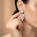 Rose Gold Floral Drop Earrings for Women – Elegant Party Wear Jewelry
