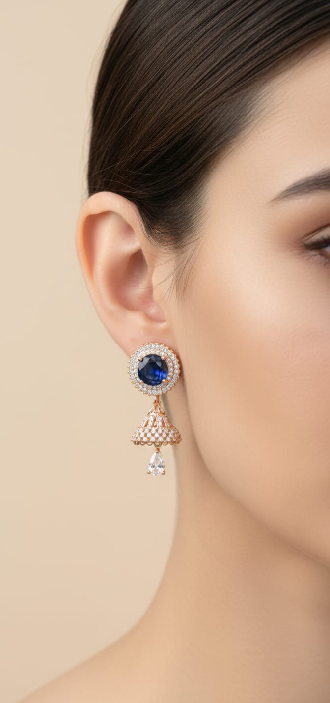 Elegant Blue Sapphire and Diamond-Studded Earrings for Timeless Glamour